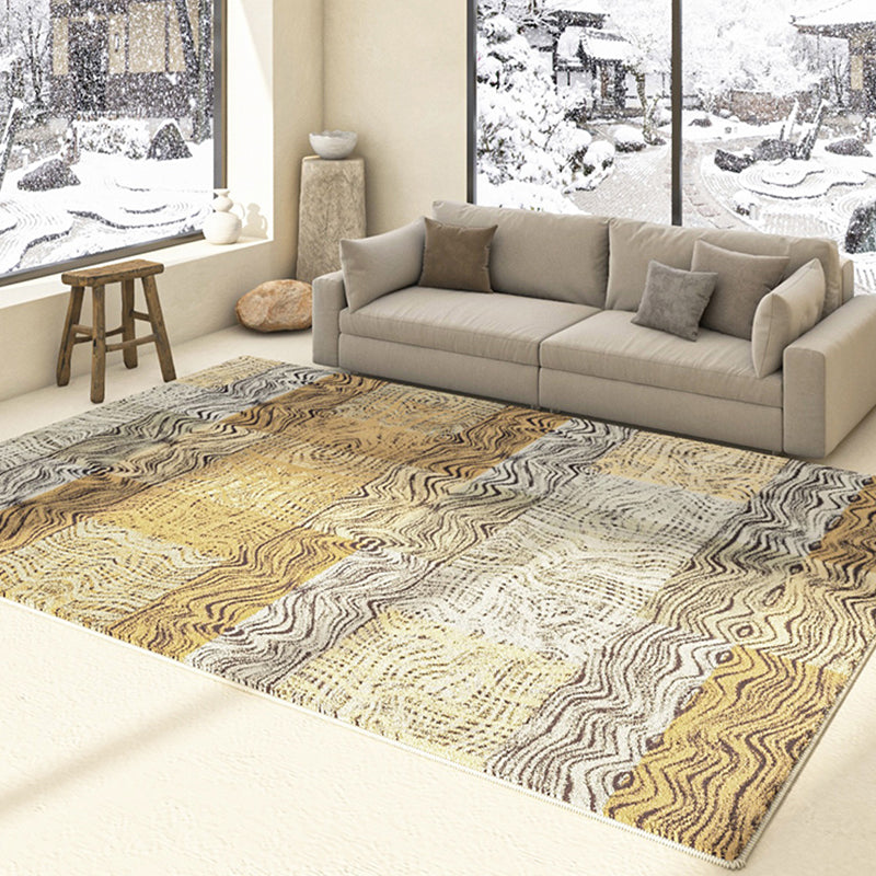 Geel modern tapijt abstract patroon polyester gebied tapijt antislip wasbaar tapijt voor woningdecoratie