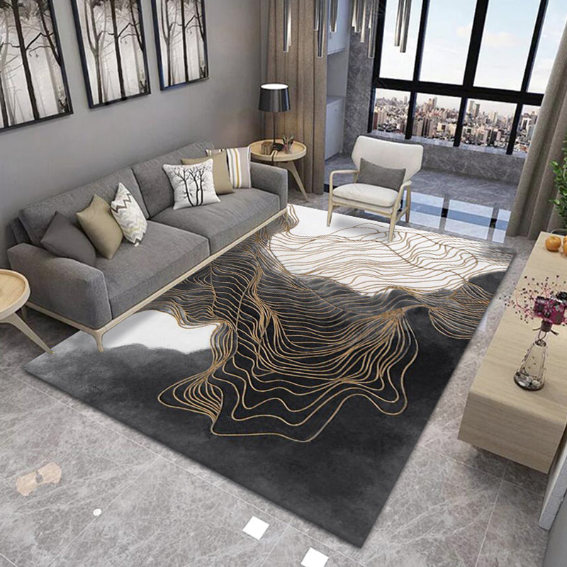 Grijs modern tapijt abstract print polyester gebied tapijt anti-slip gemakkelijke tapijten voor salon