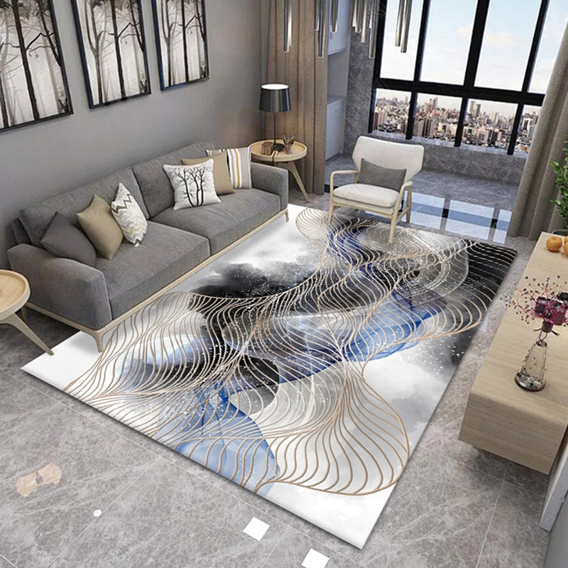 Grijs modern tapijt abstract print polyester gebied tapijt anti-slip gemakkelijke tapijten voor salon