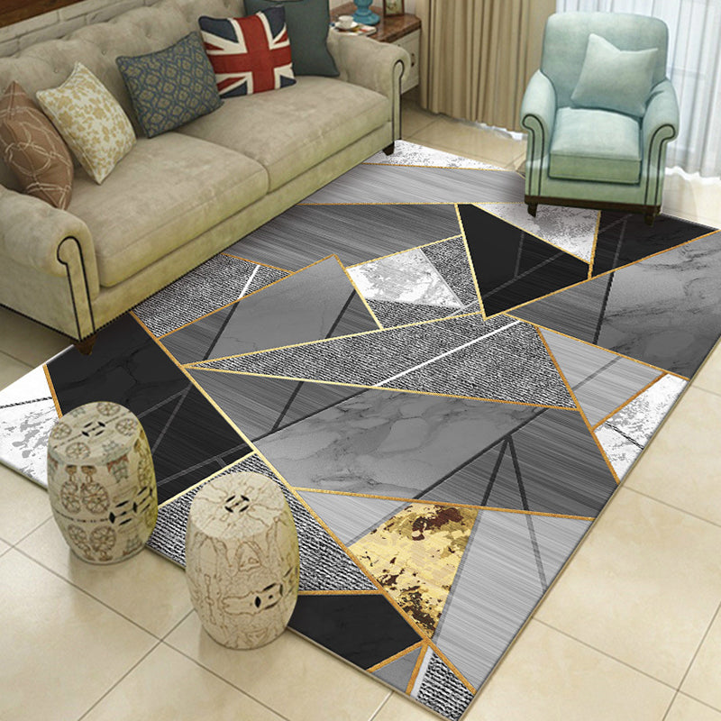 Zwart modern tapijten polyester grafisch gebied tapijt niet-slip achterste tapijt voor salon
