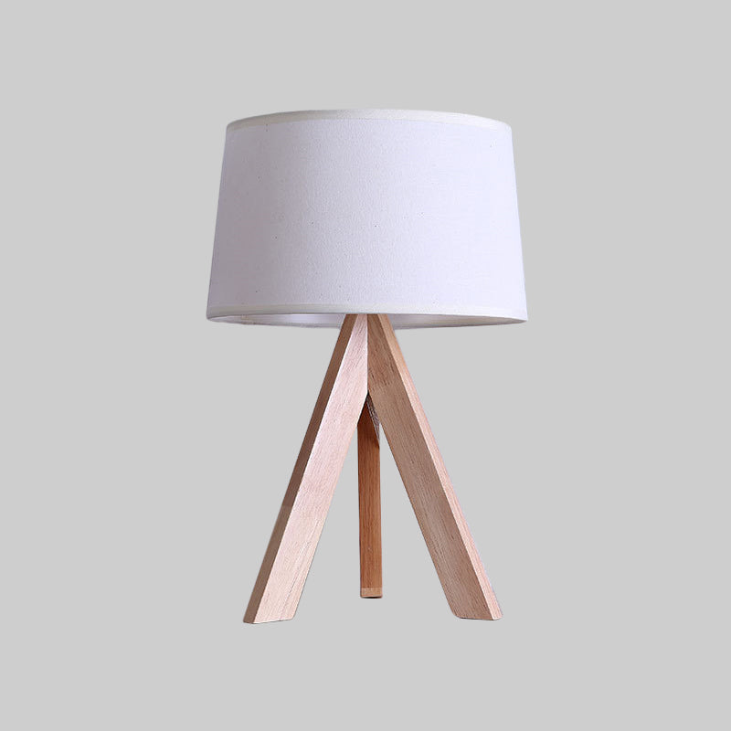Lampada da comodino a tamburo affusolato modernista in tessuto con 1 lampada da lettura a testa in bianco