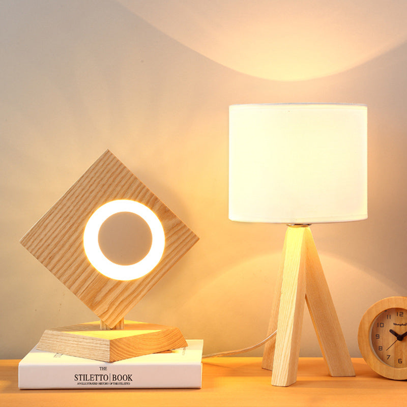 Lámpara de tarea cilíndrica Modernismo 1 Bulbo Luz de lectura blanca con trípode de madera