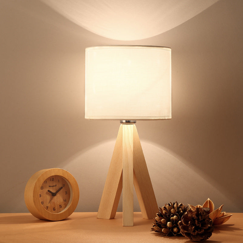 Lámpara de tarea cilíndrica Modernismo 1 Bulbo Luz de lectura blanca con trípode de madera