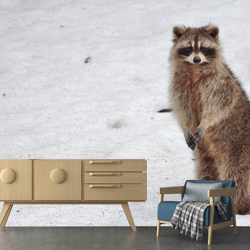 Lovely Raccoon Wall Mural Wallpaper Mildew Resistant Wall Covering for Decoration