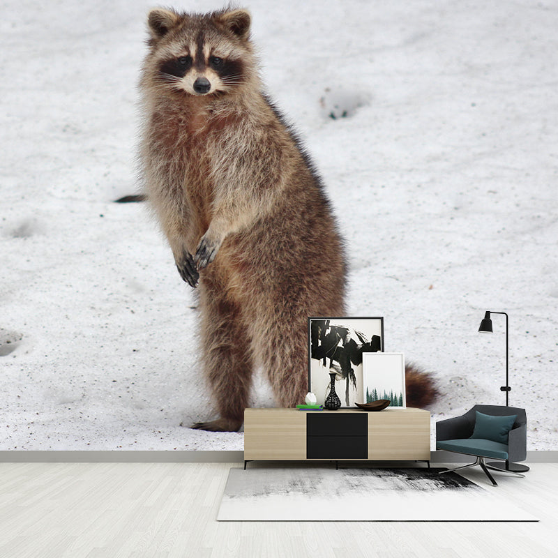 Lovely Raccoon Wall Mural Wallpaper Mildew Resistant Wall Covering for Decoration