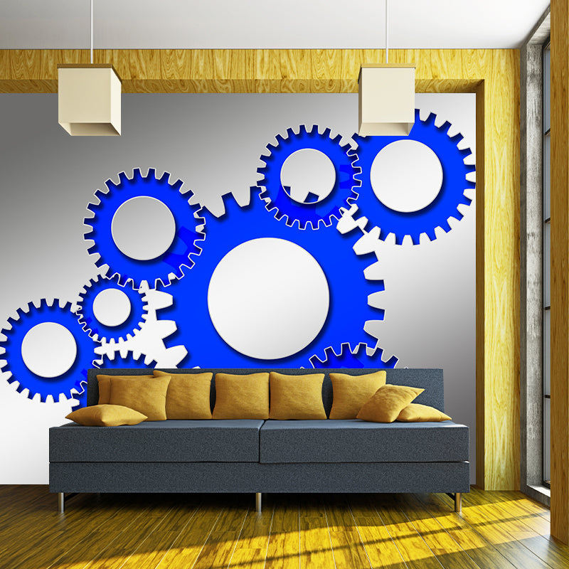 Industrial Gear Wall Mural Wallpaper Mildew Resistant Wall Covering for Repair Shop