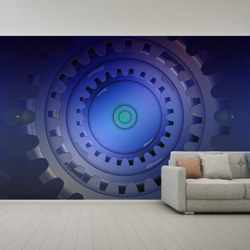 Industrial Gear Wall Mural Wallpaper Mildew Resistant Wall Covering for Repair Shop
