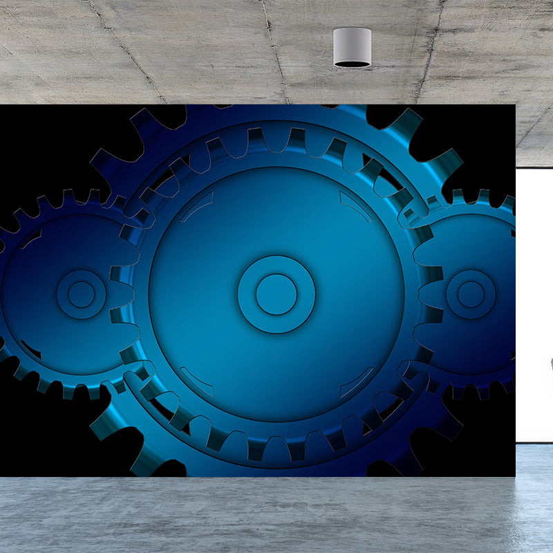 Industrial Gear Wall Mural Wallpaper Mildew Resistant Wall Covering for Repair Shop