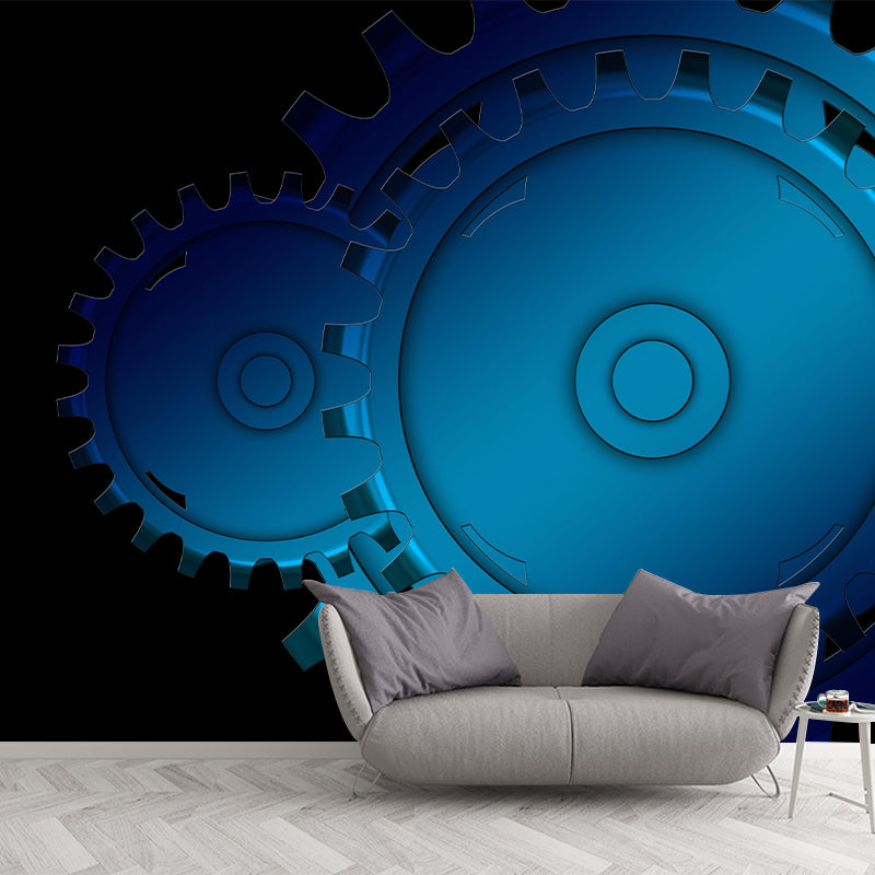 Industrial Gear Wall Mural Wallpaper Mildew Resistant Wall Covering for Repair Shop