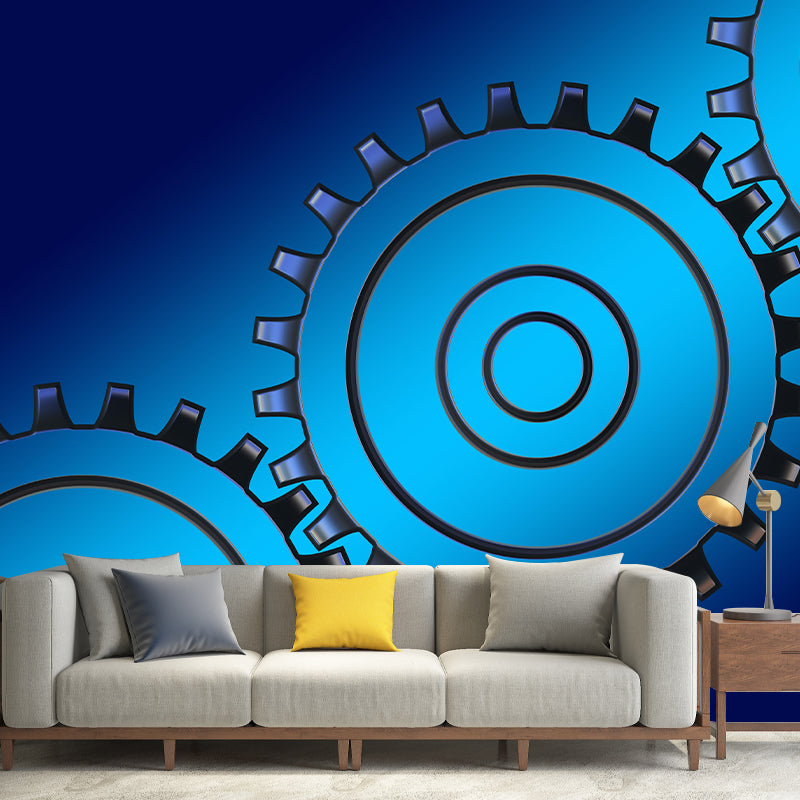 Industrial Gear Mural Wallpaper Mildew Resistant Wall Covering for Garage