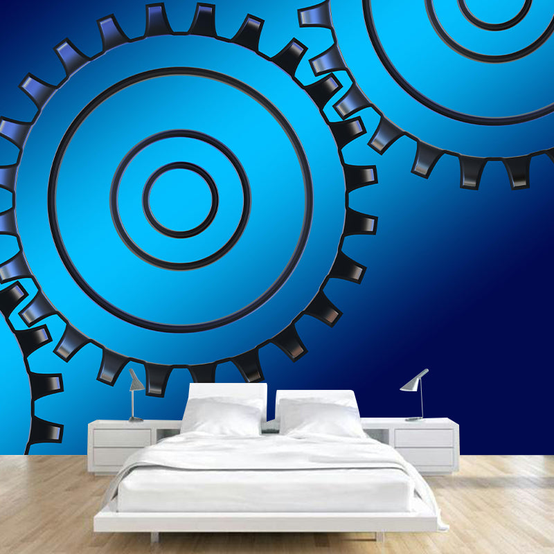 Industrial Gear Mural Wallpaper Mildew Resistant Wall Covering for Garage