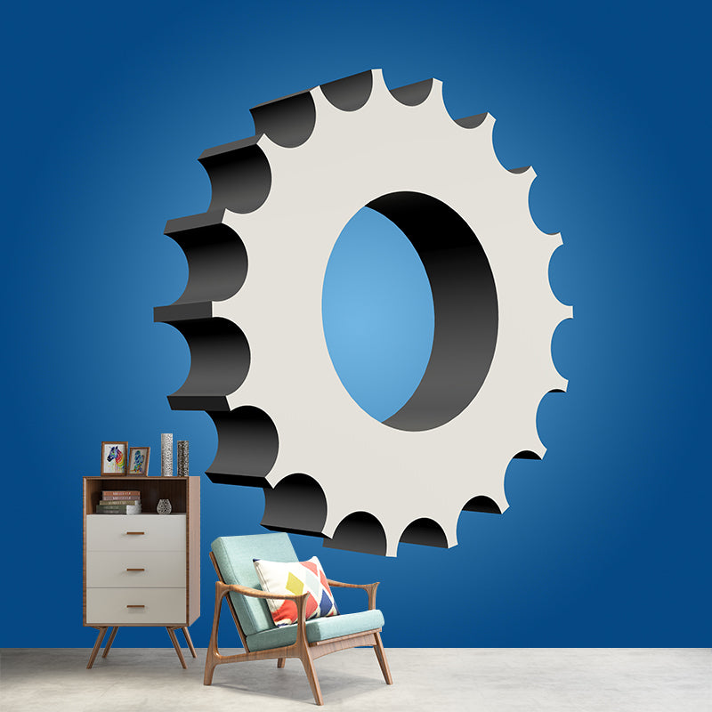 Industrial Gear Wall Mural Wallpaper Mildew Resistant Wall Covering for Garage