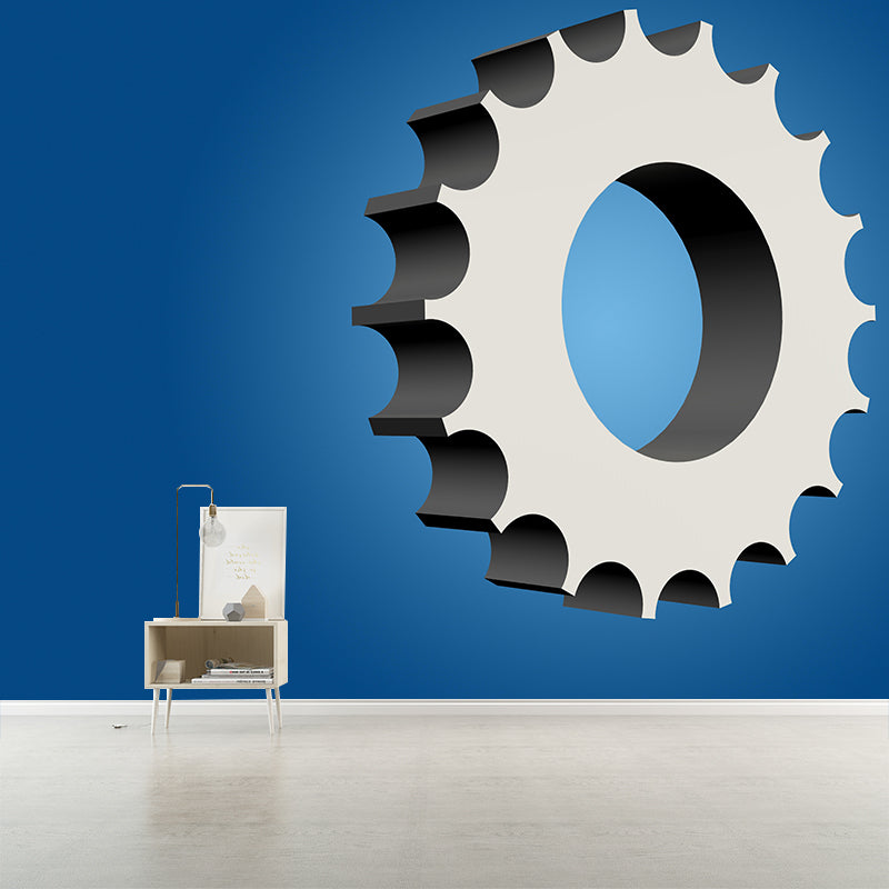 Industrial Gear Wall Mural Wallpaper Mildew Resistant Wall Covering for Garage