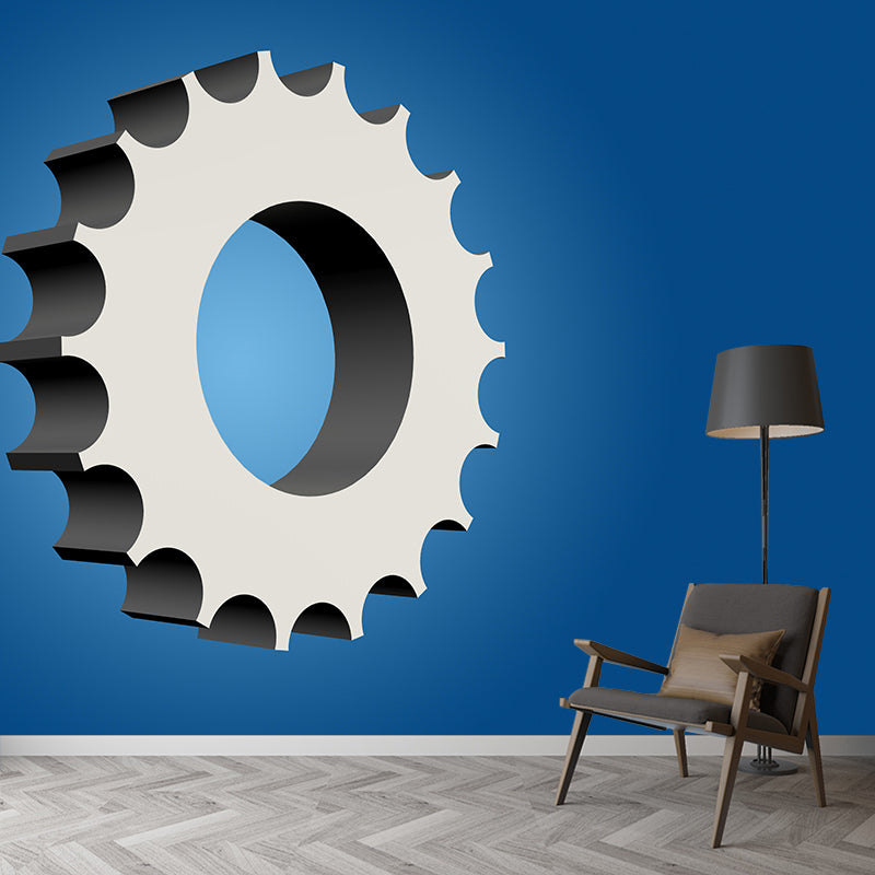 Industrial Gear Wall Mural Wallpaper Mildew Resistant Wall Covering for Garage