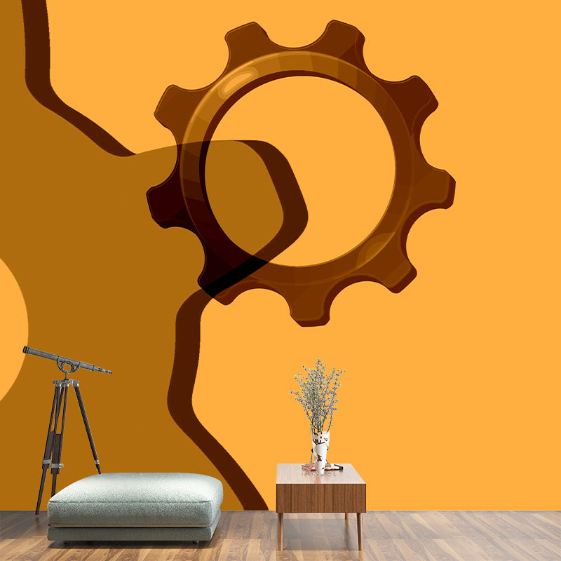 Industrial Gear Mural Wallpaper Mildew Resistant Wall Covering for Wall Decor