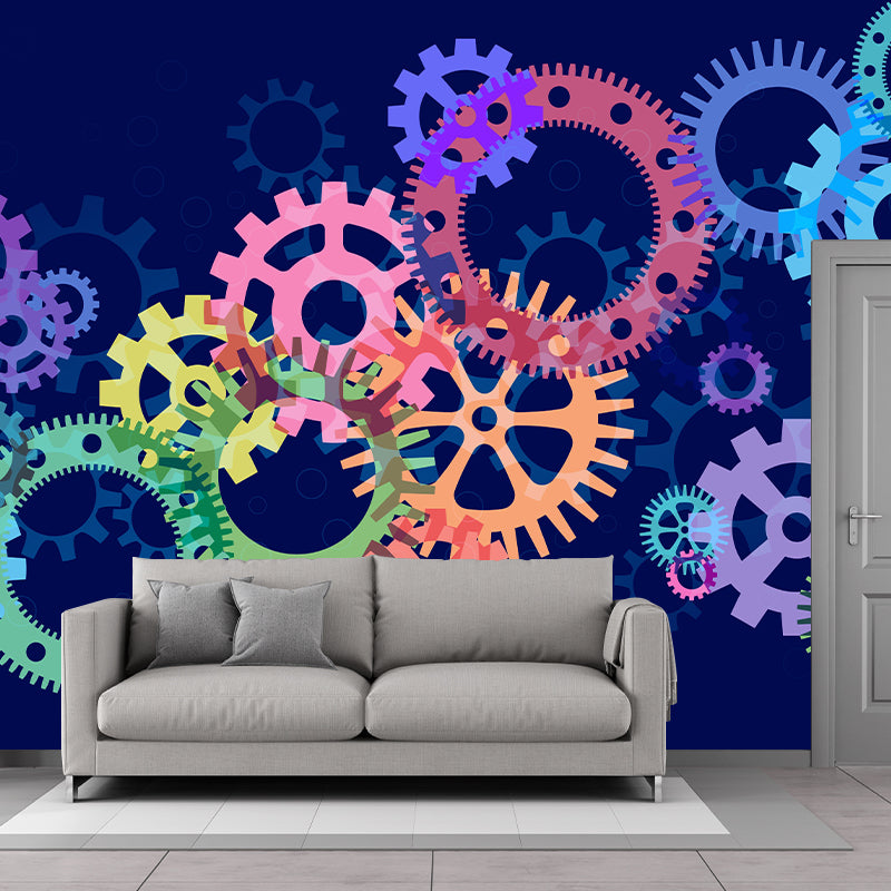 Industrial Gear Mural Wallpaper Mildew Resistant Wall Covering for Wall Decor