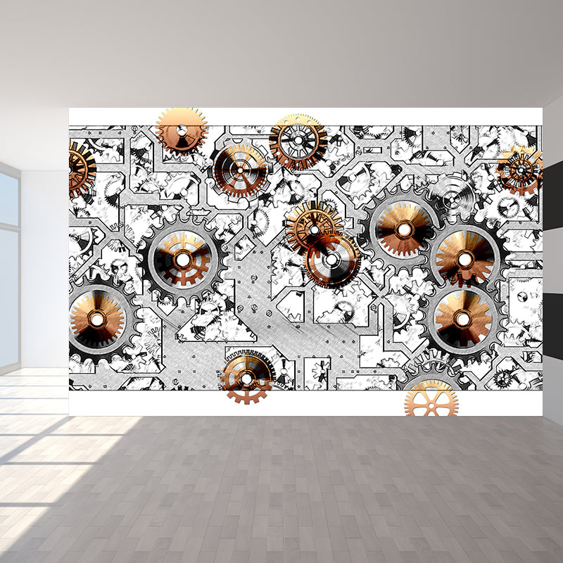 Industrial Gear Wall Mural Wallpaper Mildew Resistant Wall Covering for Wall Decor