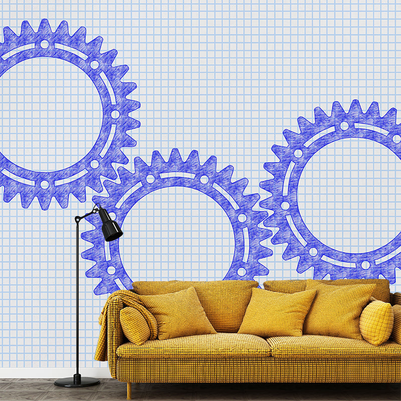 Industrial Gear Wall Mural Wallpaper Mildew Resistant Wall Covering for Wall Decor