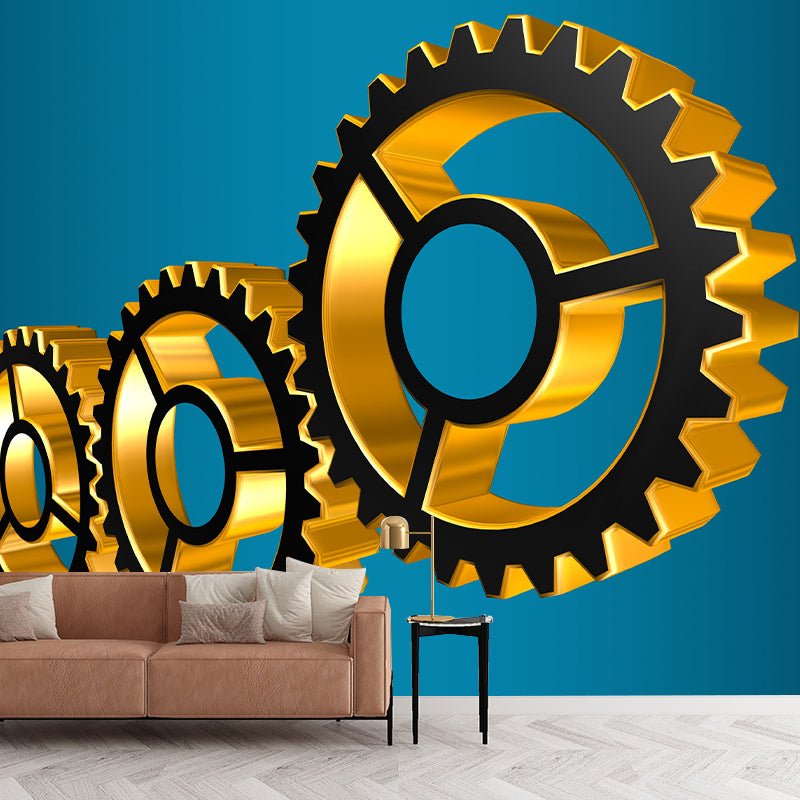 Industrial Gear Mural Wallpaper Mildew Resistant Wall Covering for Decoration