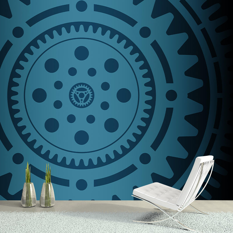 Industrial Gear Mural Wallpaper Mildew Resistant Wall Covering for Decoration