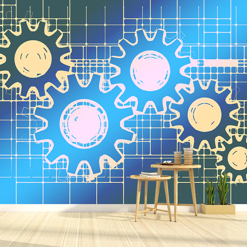 Industrial Gear Mural Wallpaper Mildew Resistant Wall Covering for Decoration