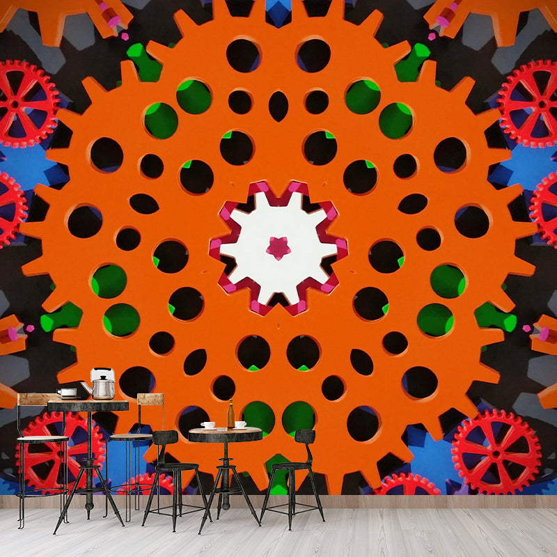 Industrial Gear Wall Mural Wallpaper Mildew Resistant Wall Covering for Decoration