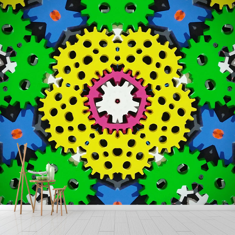 Industrial Gear Wall Mural Wallpaper Mildew Resistant Wall Covering for Decoration