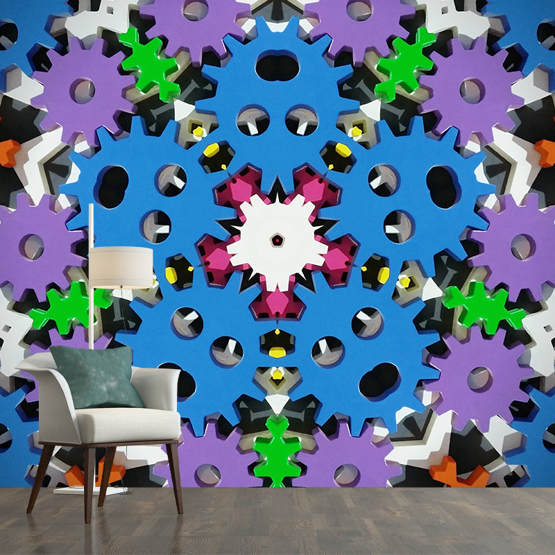 Industrial Gear Wall Mural Wallpaper Mildew Resistant Wall Covering for Decoration