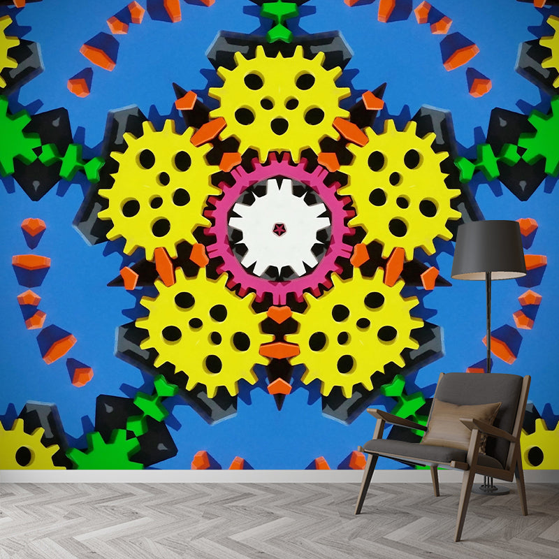 Industrial Gear Wall Mural Wallpaper Mildew Resistant Wall Covering for Decoration