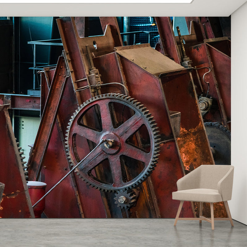 Metal Gear Wall Mural Wallpaper Mildew Resistant Wall Covering for Decoration