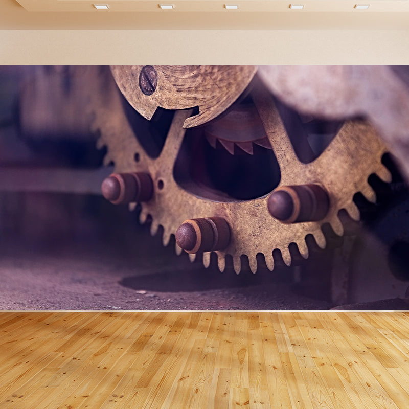 Metal Gear Wall Mural Wallpaper Mildew Resistant Wall Covering for Decoration