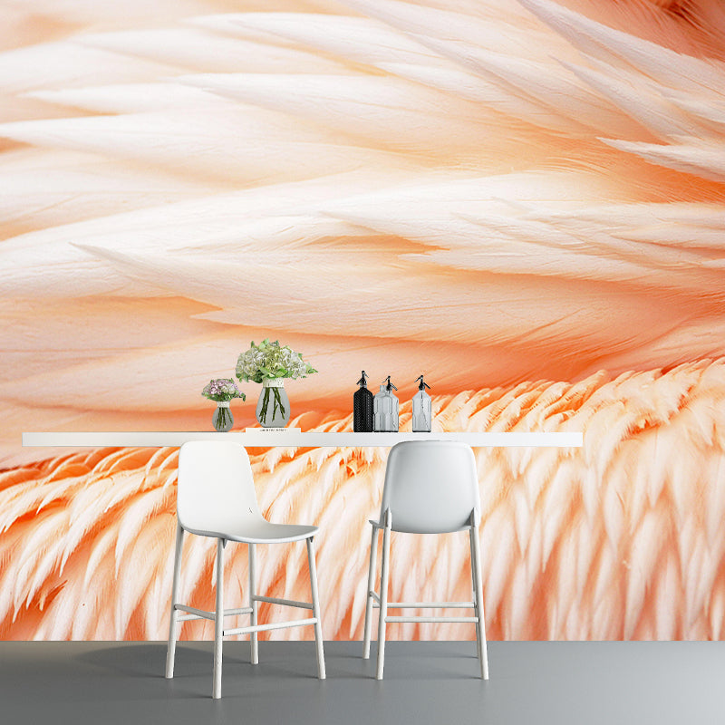 Soft Bird Feather Mural Wallpaper Mildew Resistant Wall Covering for Decoration
