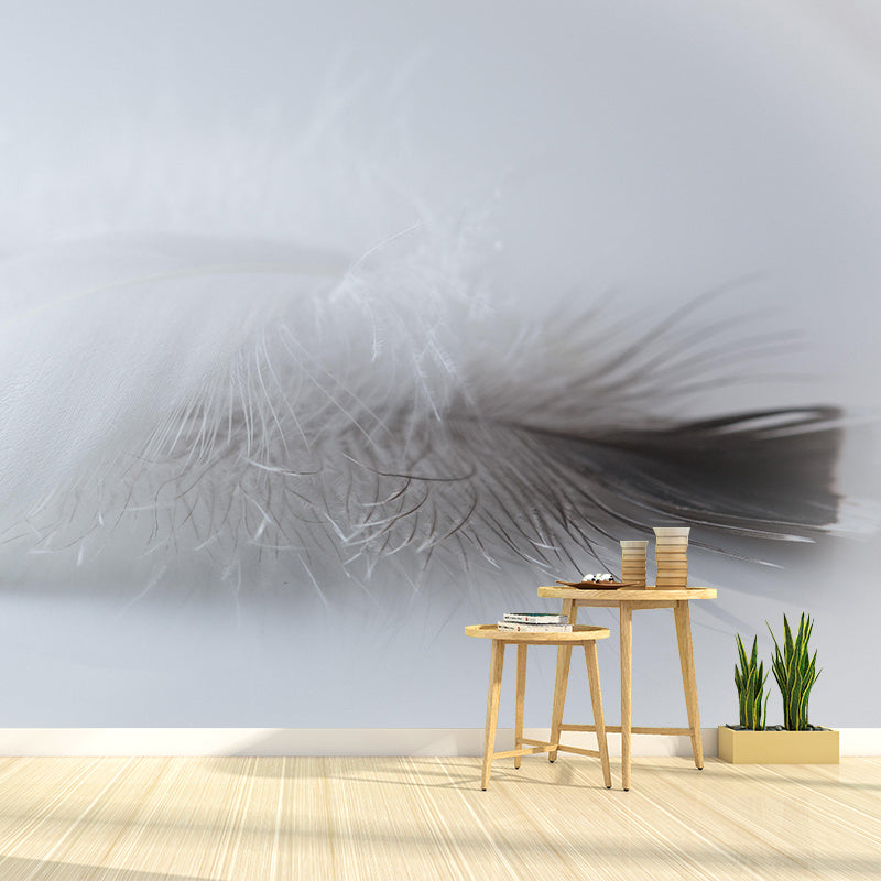 Soft Bird Feather Mural Wallpaper Mildew Resistant Wall Covering for Decoration