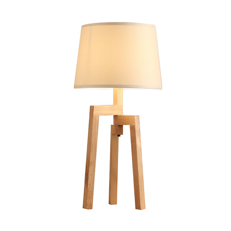 Lampada da comodino in legno con paralume a cono, moderna in tessuto, a 1 lampadina, per soggiorno