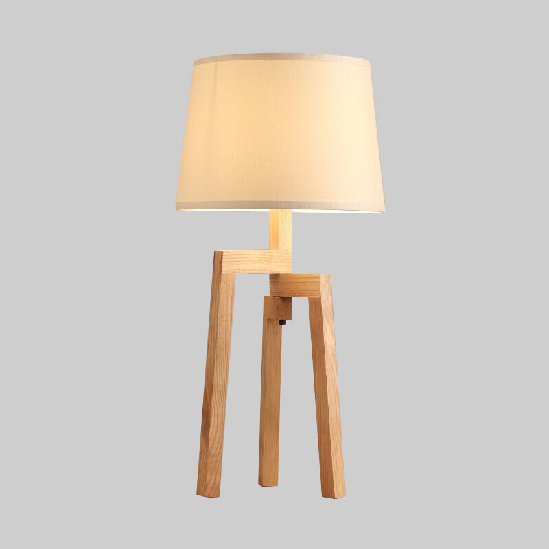 Lampada da comodino in legno con paralume a cono, moderna in tessuto, a 1 lampadina, per soggiorno