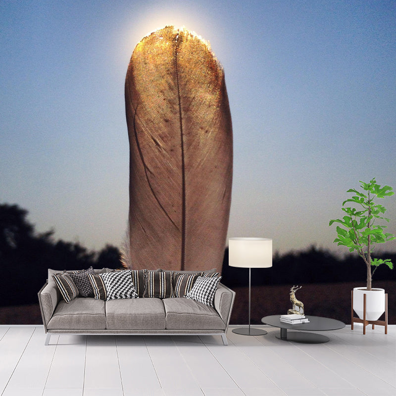 Soft Bird Feather Wall Mural Wallpaper Mildew Resistant Wall Covering for Decoration