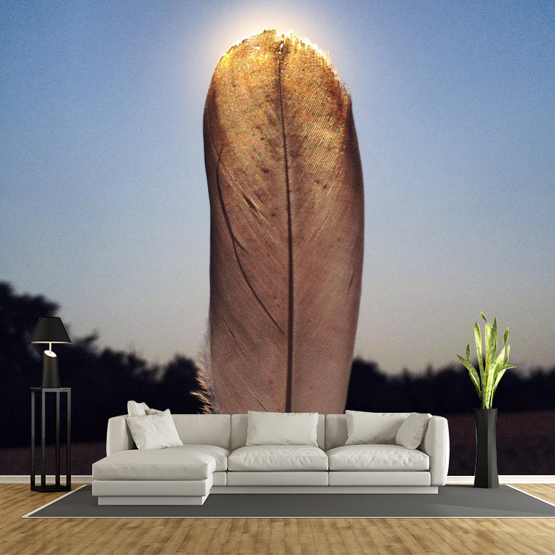 Soft Bird Feather Wall Mural Wallpaper Mildew Resistant Wall Covering for Decoration