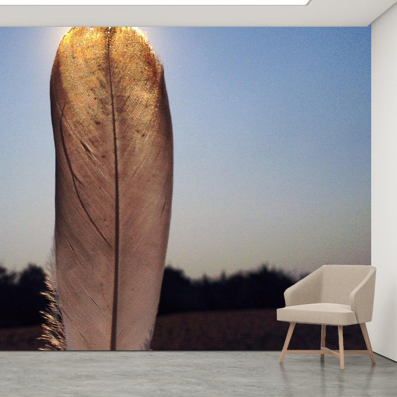 Soft Bird Feather Wall Mural Wallpaper Mildew Resistant Wall Covering for Decoration