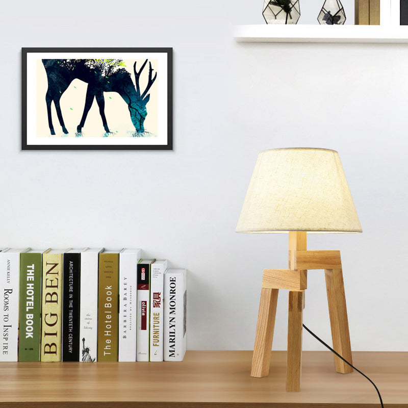 Lampada da comodino moderna in tessuto a 1 lampadina con ampia luce di lettura in bianco per soggiorno