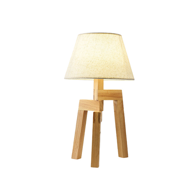 Lampada da comodino moderna in tessuto a 1 lampadina con ampia luce di lettura in bianco per soggiorno