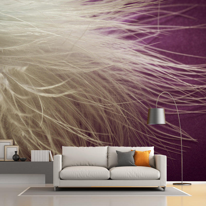 Feather Wall Mural Wallpaper Mildew Resistant Wall Covering for Bedroom