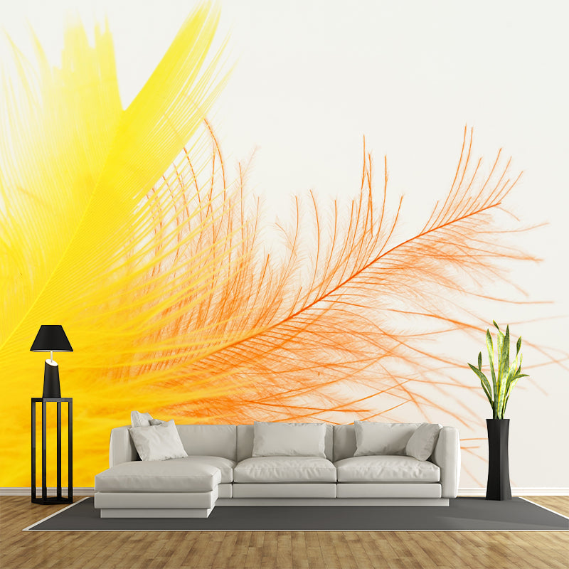 Bird Feather Wall Mural Wallpaper Mildew Resistant Wall Covering for Decoration