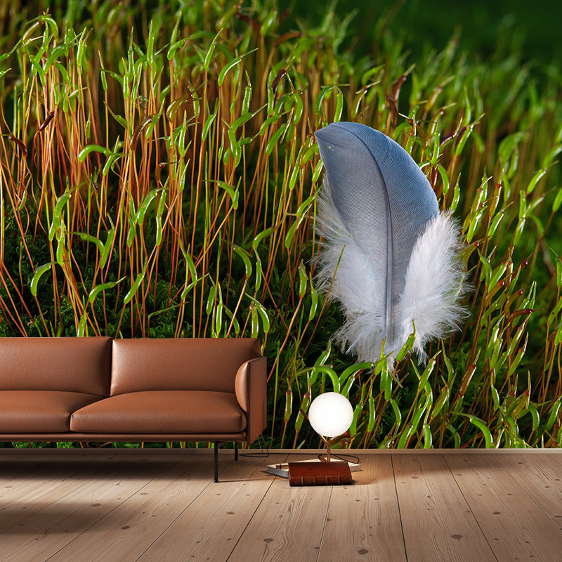 Bird Feather Wall Mural Wallpaper Mildew Resistant Wall Covering for Decoration