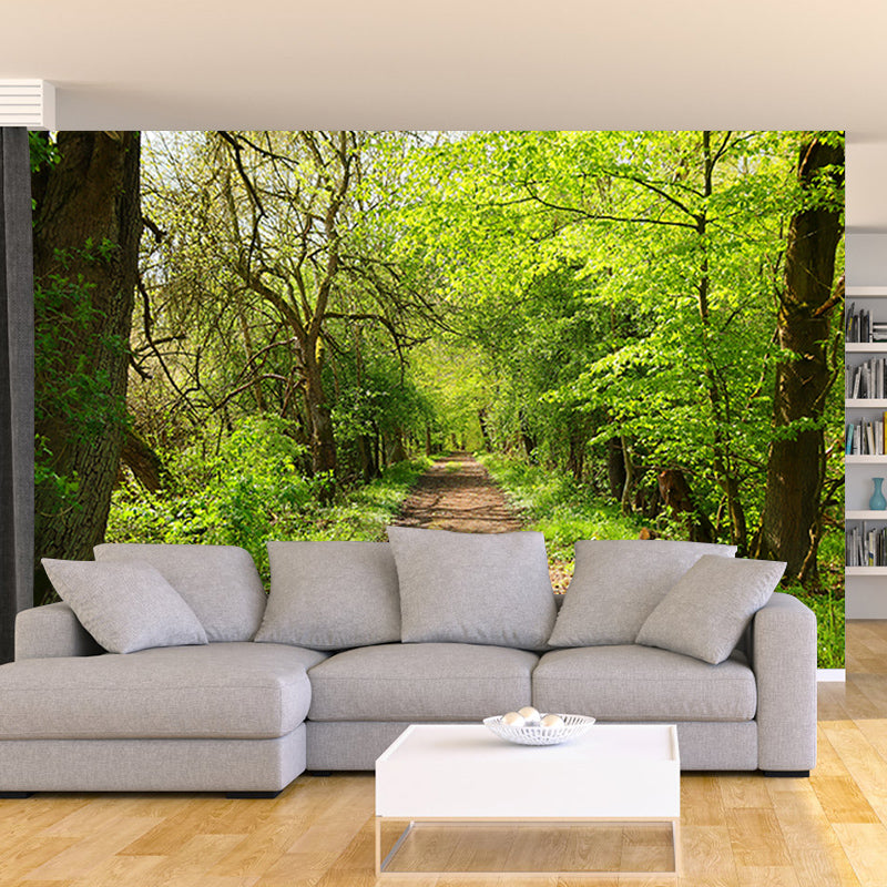 Dense Forest Trees Moisture Resistant Contemporary Bedroom Wall Covering