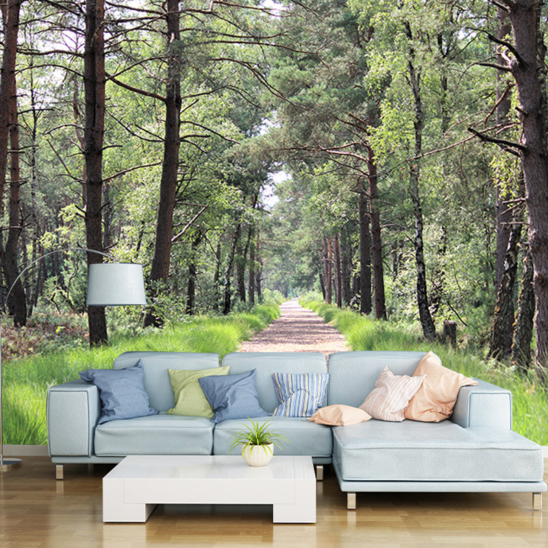 Forest Trees View Mural Moisture Resistant Contemporary Bedroom Wall Covering