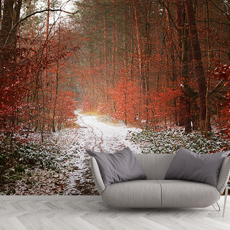 Forest Trees View Mural Moisture Resistant Contemporary Bedroom Wall Covering