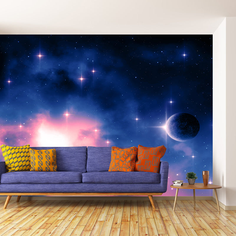 Outer Space Mural Wallpaper Personalized Size Wall Covering for Bedroom