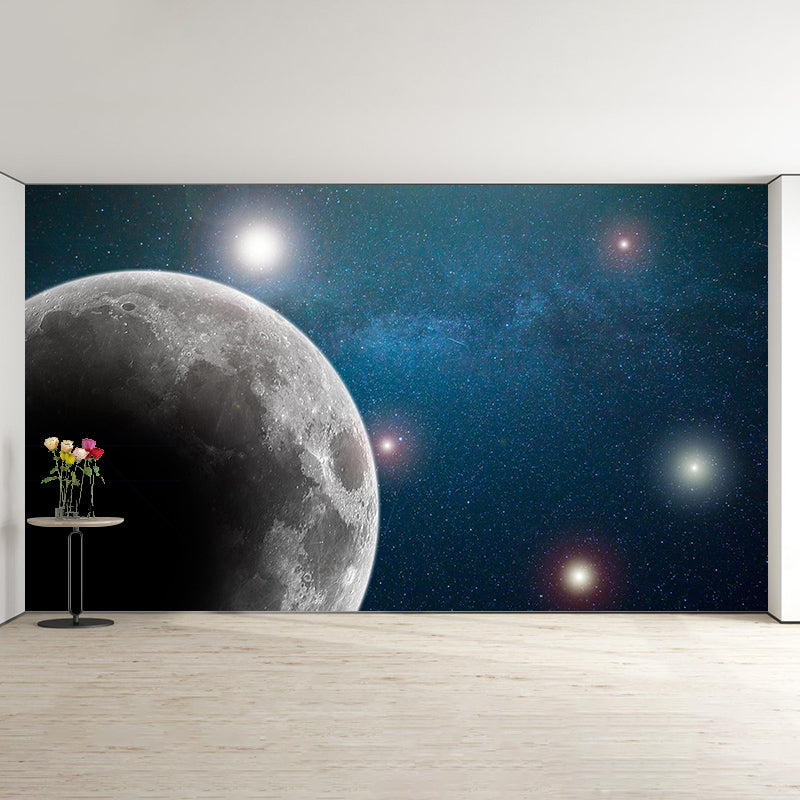 Dark Outer Space Mural Wallpaper Personalized Size Wall Covering for Bedroom