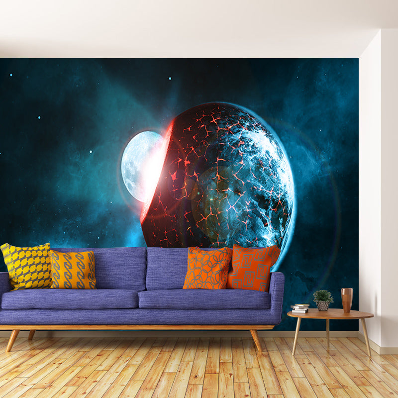 Dark Outer Space Mural Wallpaper Personalized Size Wall Covering for Bedroom