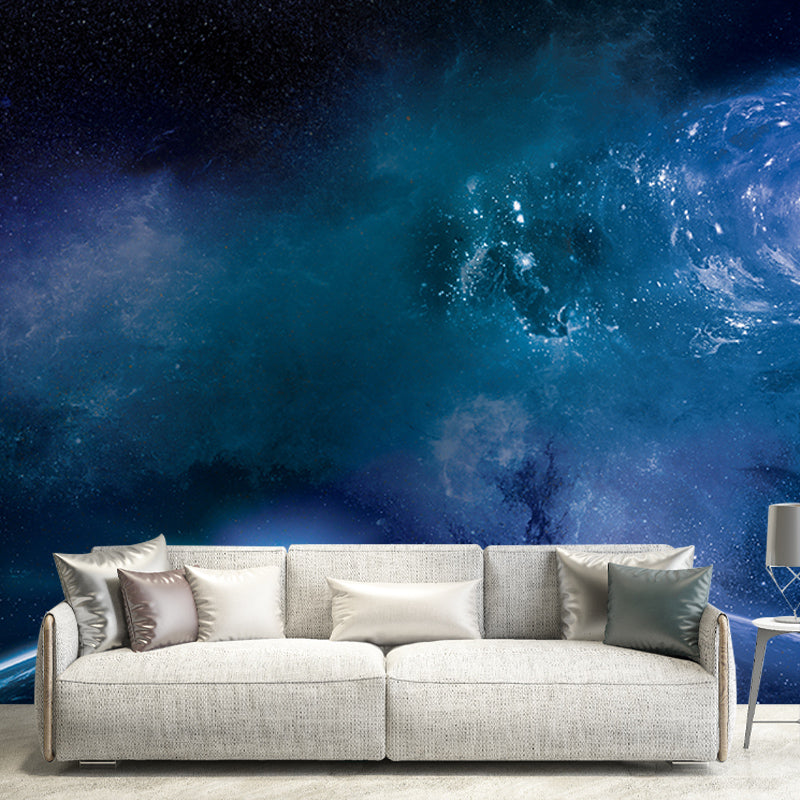 Dark Outer Space Mural Stain-Resistant Wall Decor for Guest Room, Personalized Size